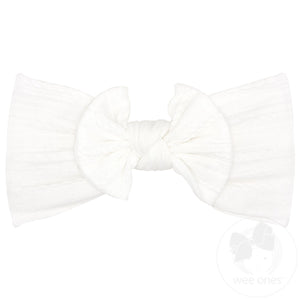 Soft Cable Knit Nylon Baby Band With Matching Bowtie