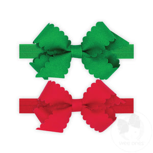 GIFT PACK! Two Mini Scallop Bows With Bands