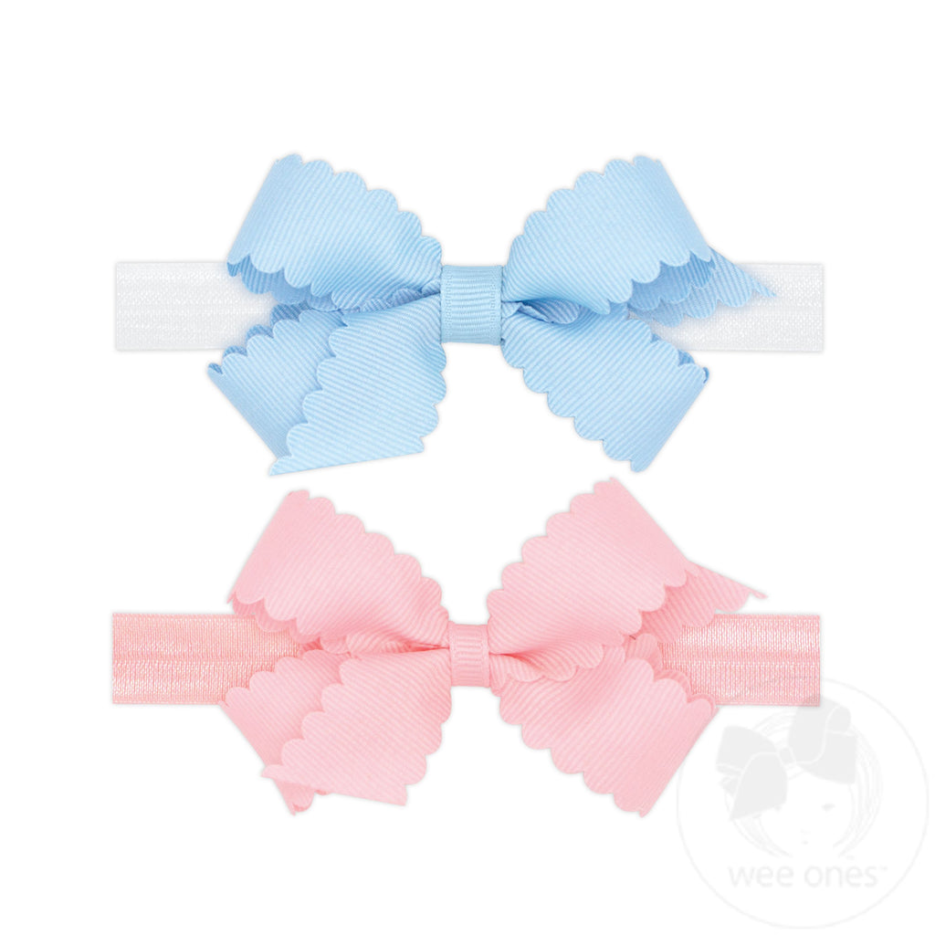 GIFT PACK! Two Mini Scallop Bows With Bands