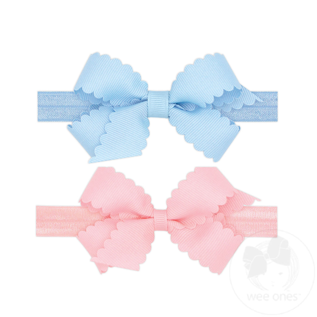 GIFT PACK! Two Mini Scallop Bows With Bands