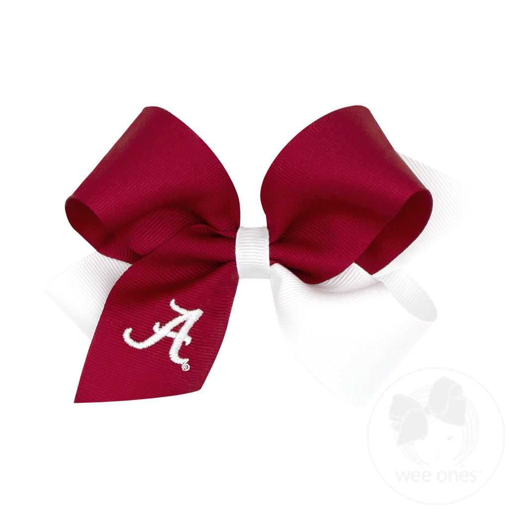 Medium Collegiate Two-Tone Embroidered Hair Bow