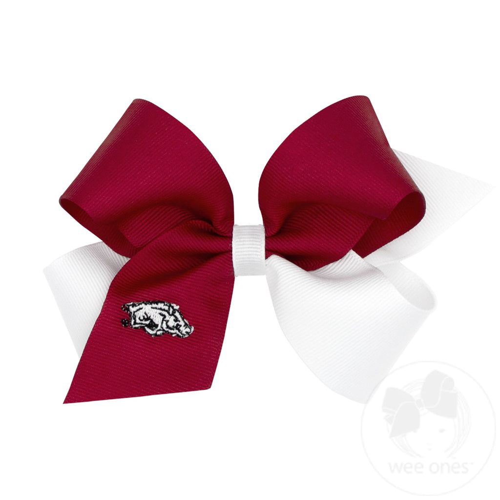 Medium Arkansas Razorbacks Two-Tone Embroidered Hair Bow