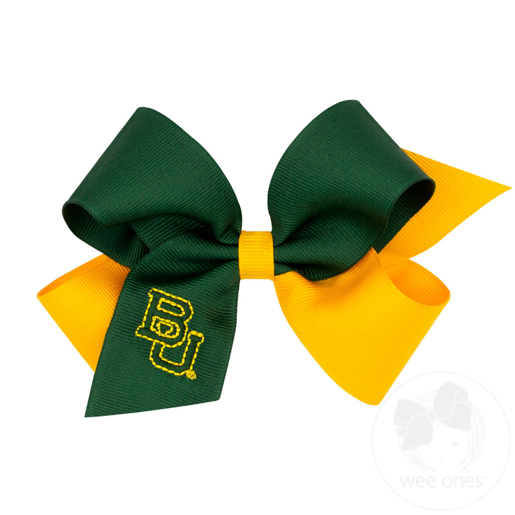 Medium Two-tone Collegiate Embroidered Grosgrain Hair Bow