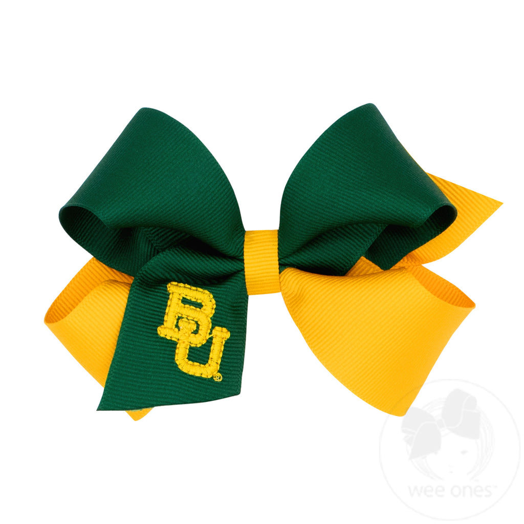 Medium Baylor Bears Two-Tone Embroidered Hair Bow