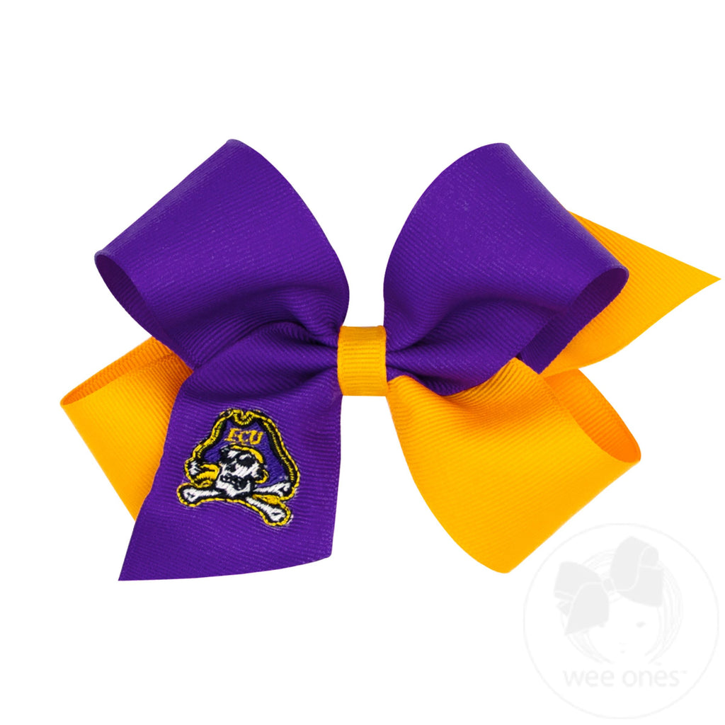 Medium Two-tone Collegiate Embroidered Grosgrain Hair Bow