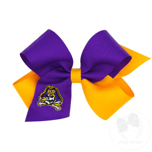 Medium Two-tone Collegiate Embroidered Grosgrain Hair Bow