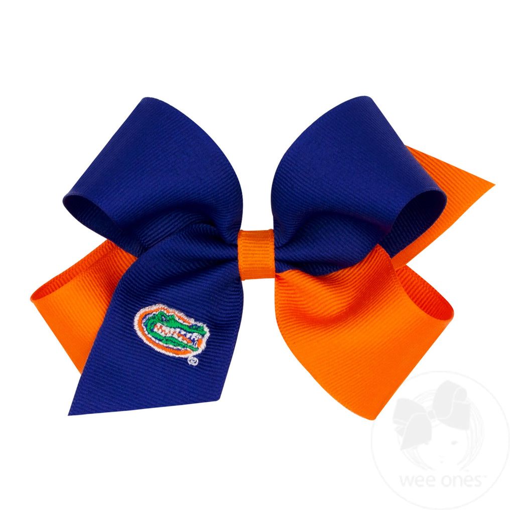 Medium Two-tone Collegiate Embroidered Grosgrain Hair Bow