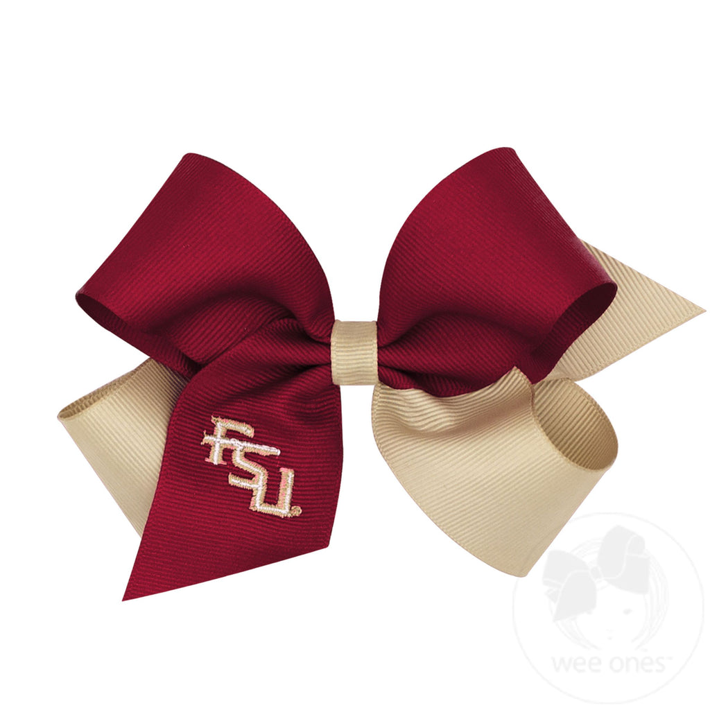 Medium Two-tone Collegiate Embroidered Grosgrain Hair Bow