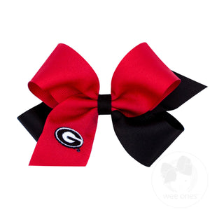 Medium Georgia Bulldogs Two-Tone Embroidered Hair Bow