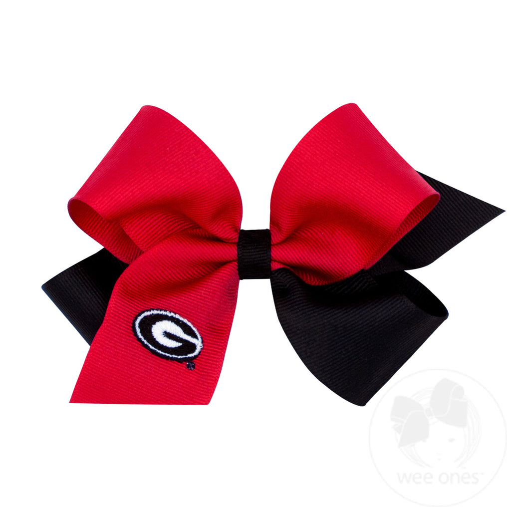 Medium Georgia Bulldogs Two-Tone Embroidered Hair Bow
