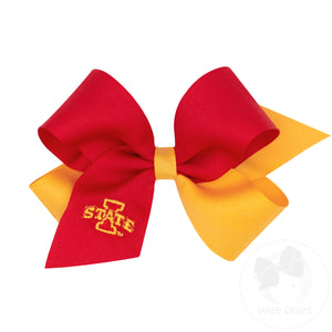 Medium Two-tone Collegiate Embroidered Grosgrain Hair Bow