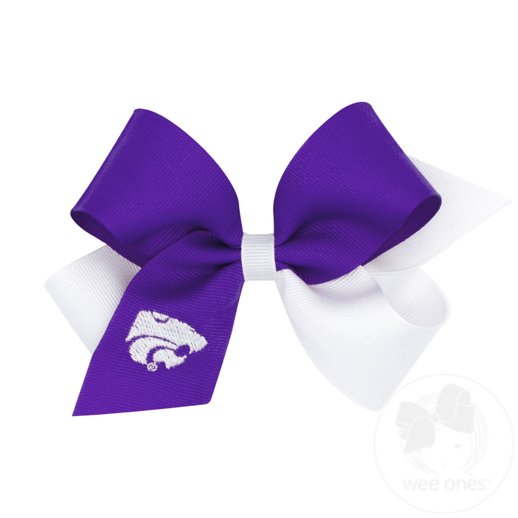 Medium Kansas State Wildcats Two-Tone Embroidered Hair Bow