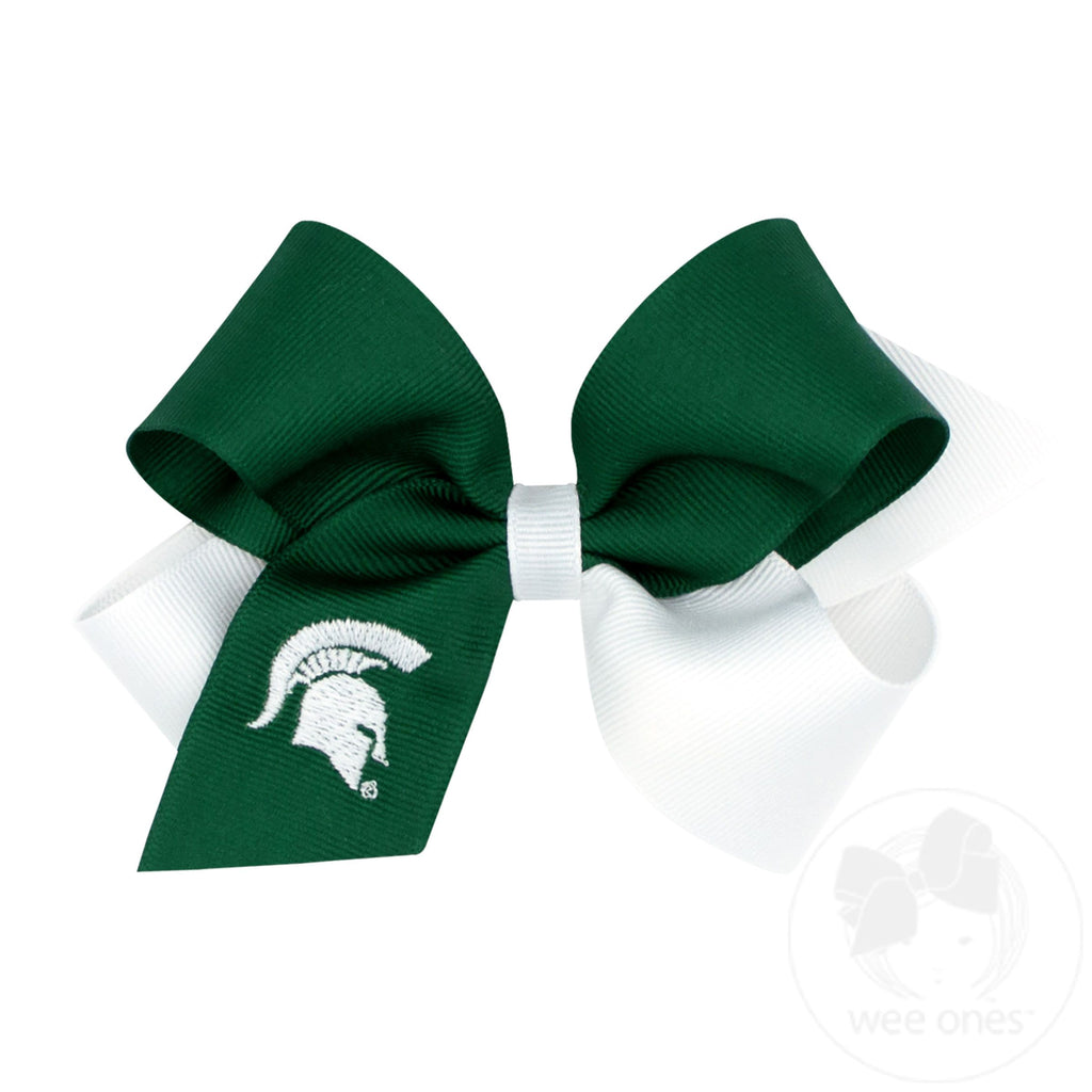 Medium Michigan State Spartans Two-Tone Embroidered Hair Bow