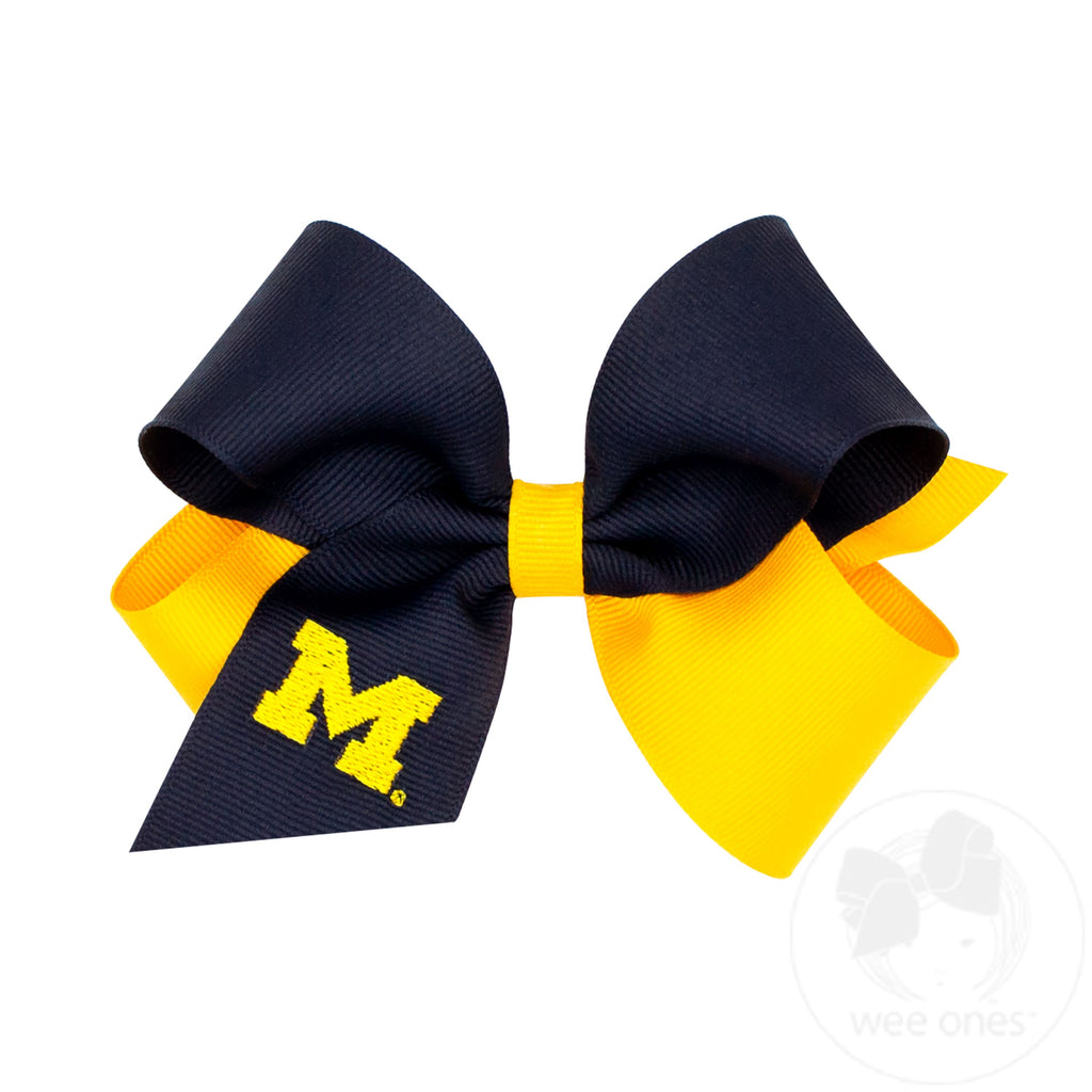 Medium Michigan Wolverines Two-Tone Embroidered Hair Bow