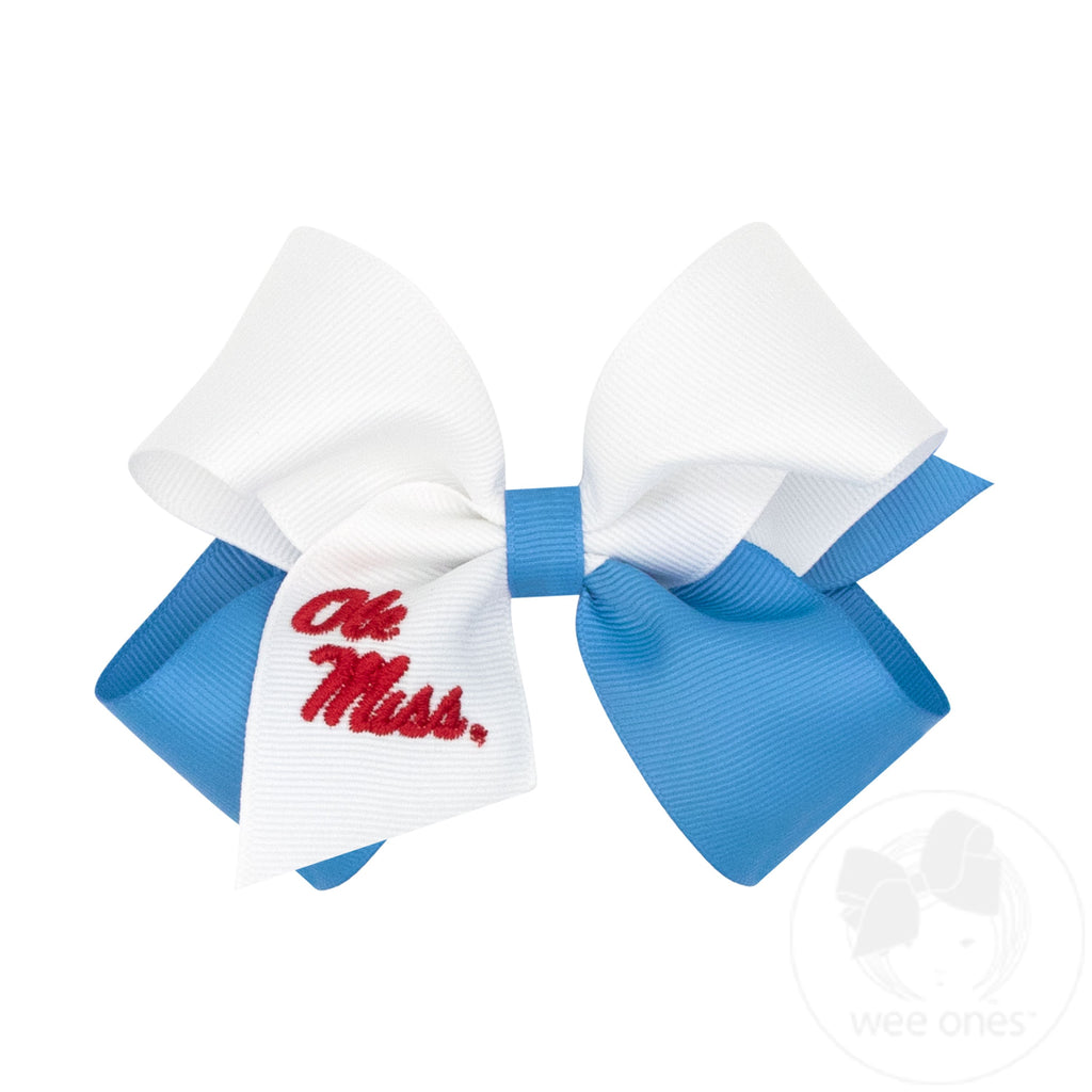 Medium Ole Miss Rebels Two-Tone Embroidered Hair Bow