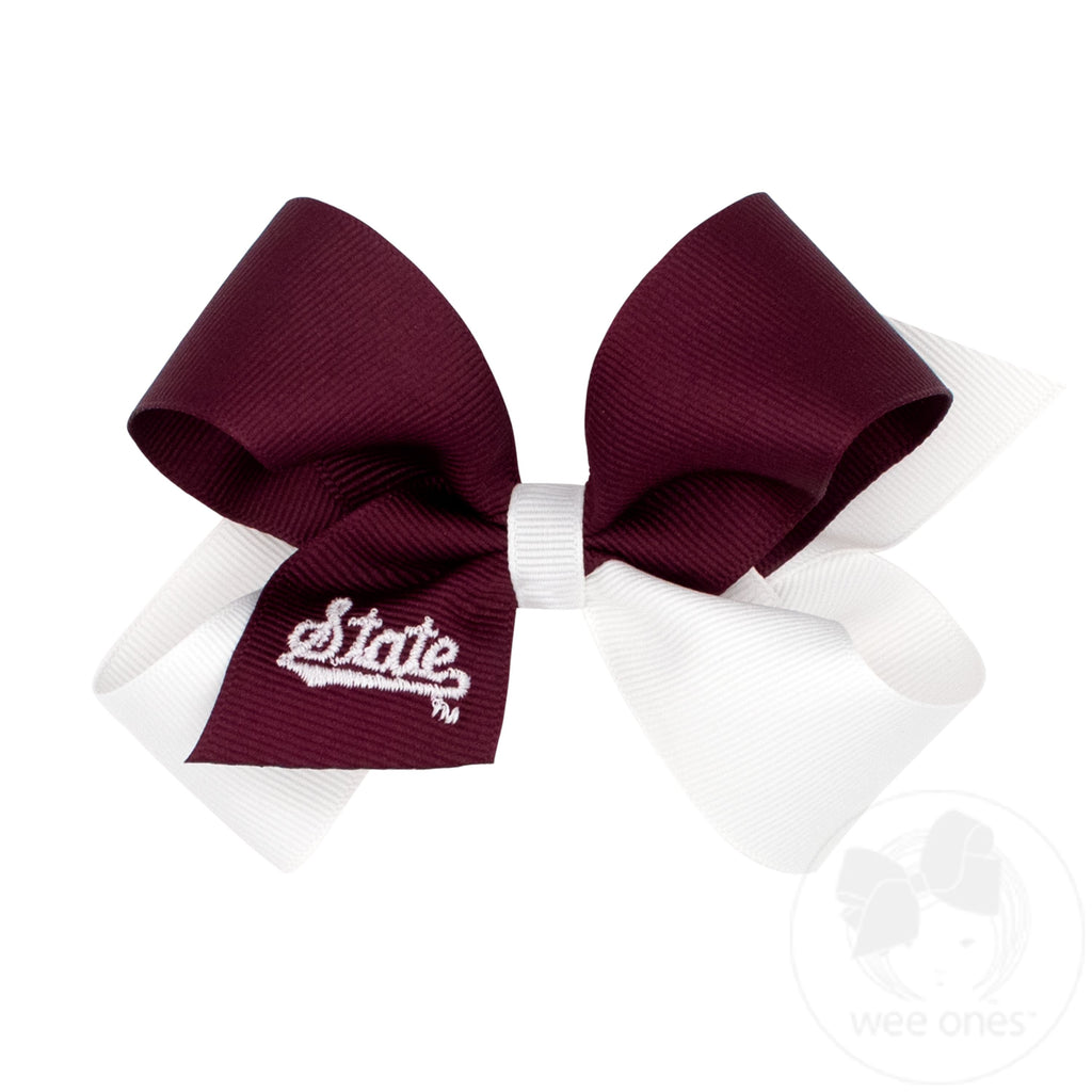 Medium Mississippi State Bulldogs Two-Tone Embroidered Hair Bow