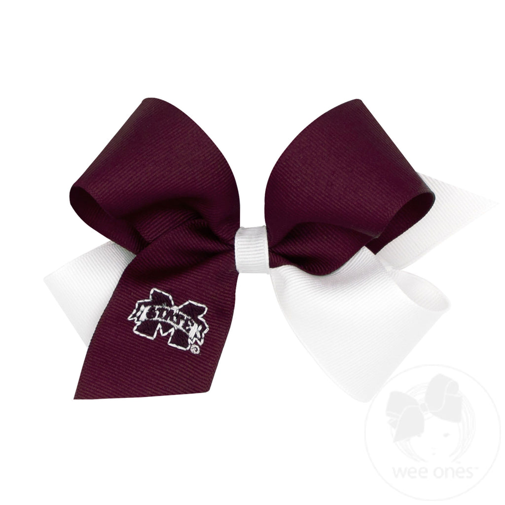 Medium Mississippi State Bulldogs Two-Tone Embroidered Hair Bow