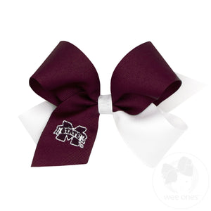 Medium Mississippi State Bulldogs Two-Tone Embroidered Hair Bow