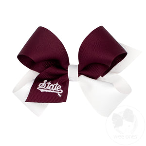 Medium Mississippi State Bulldogs Two-Tone Embroidered Hair Bow
