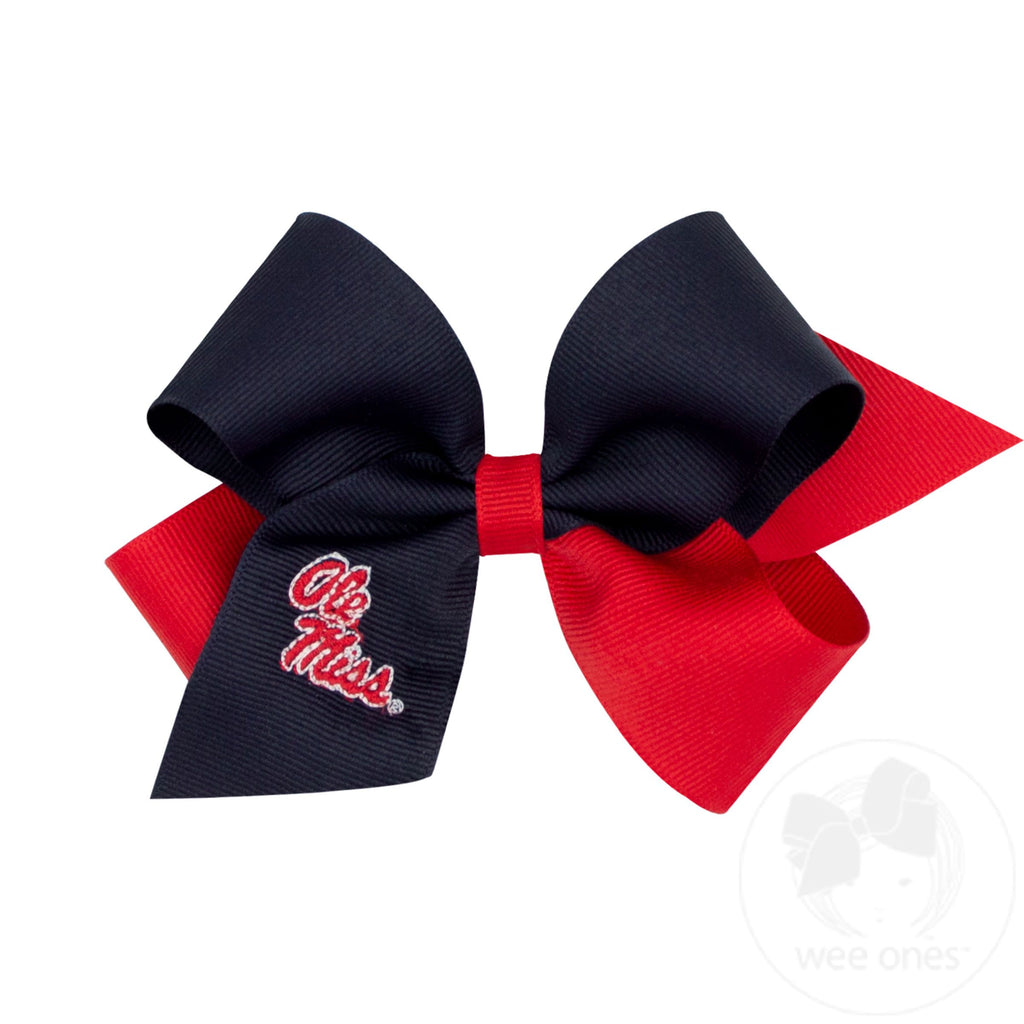 Medium Ole Miss Rebels Two-Tone Embroidered Hair Bow