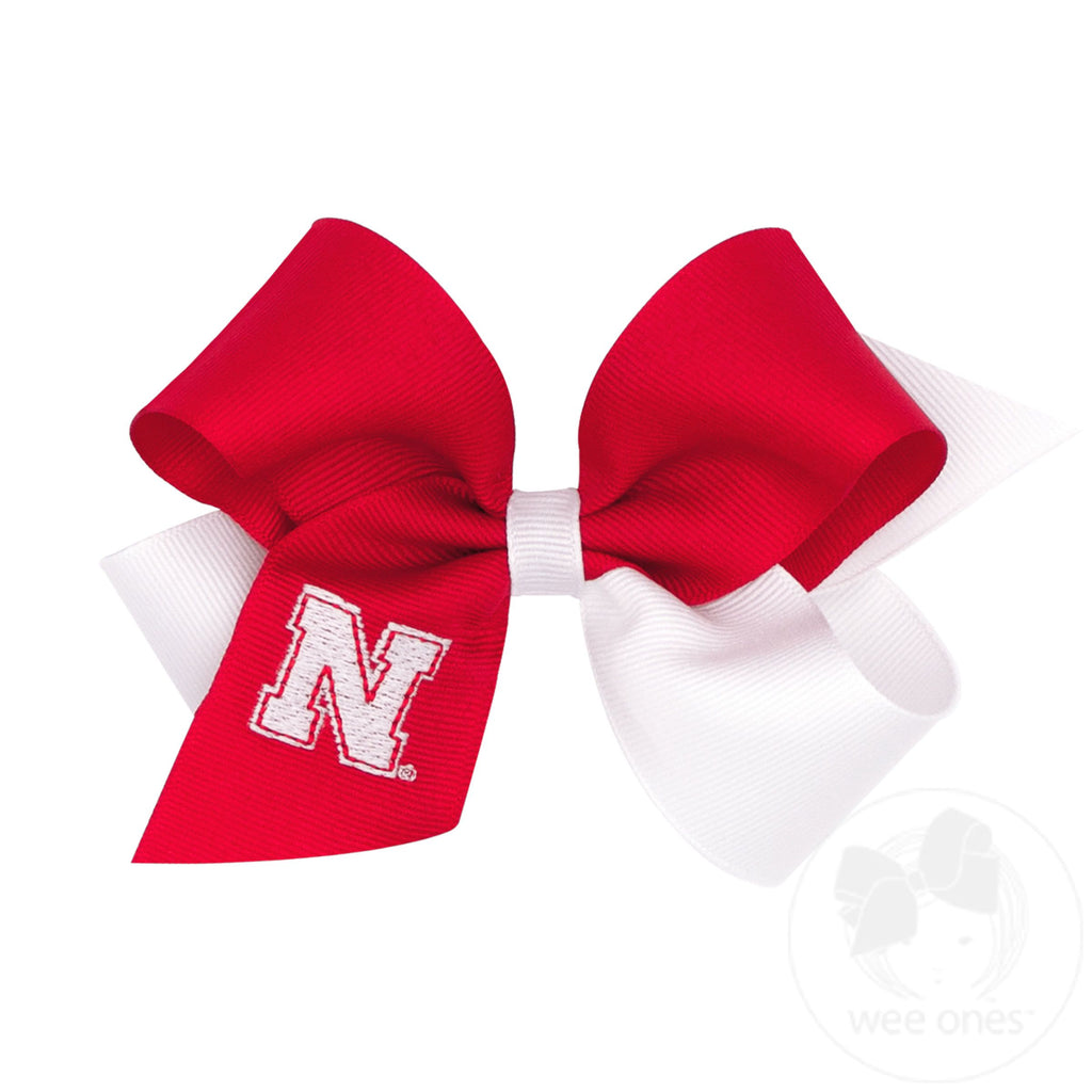 Medium Nebraska Cornhuskers Two-Tone Embroidered Hair Bow