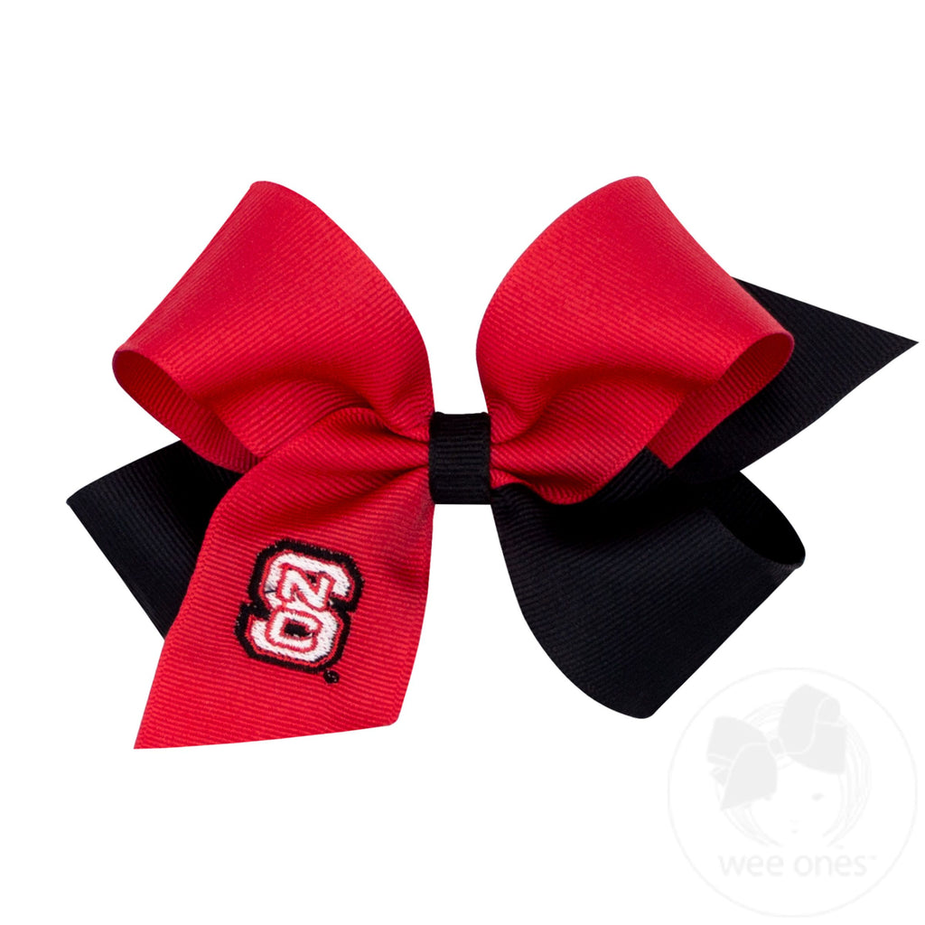 Medium North Carolina State Wolfpack Two-Tone Embroidered Hair Bow