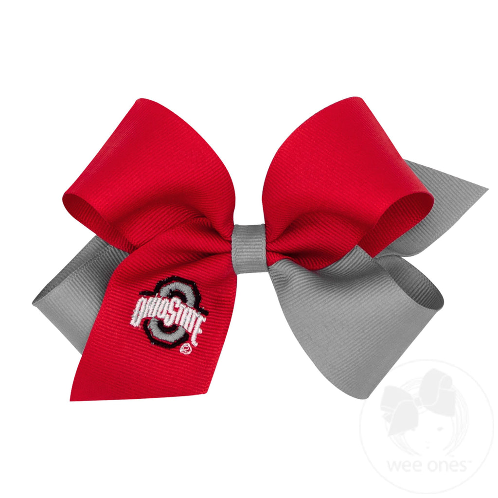 Medium Ohio State Buckeyes Two-Tone Embroidered Hair Bow