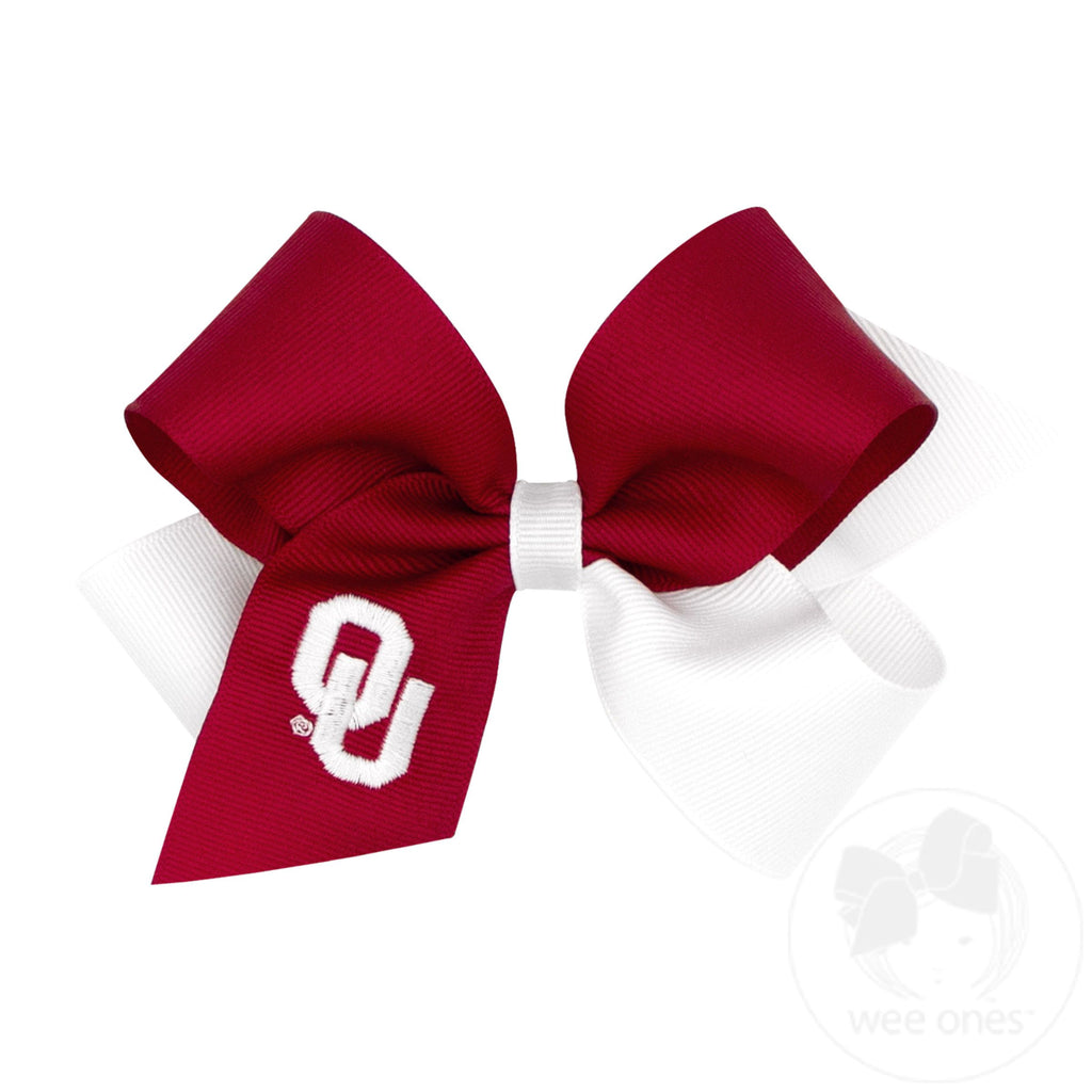 Medium Oklahoma Sooners Two-Tone Embroidered Hair Bow