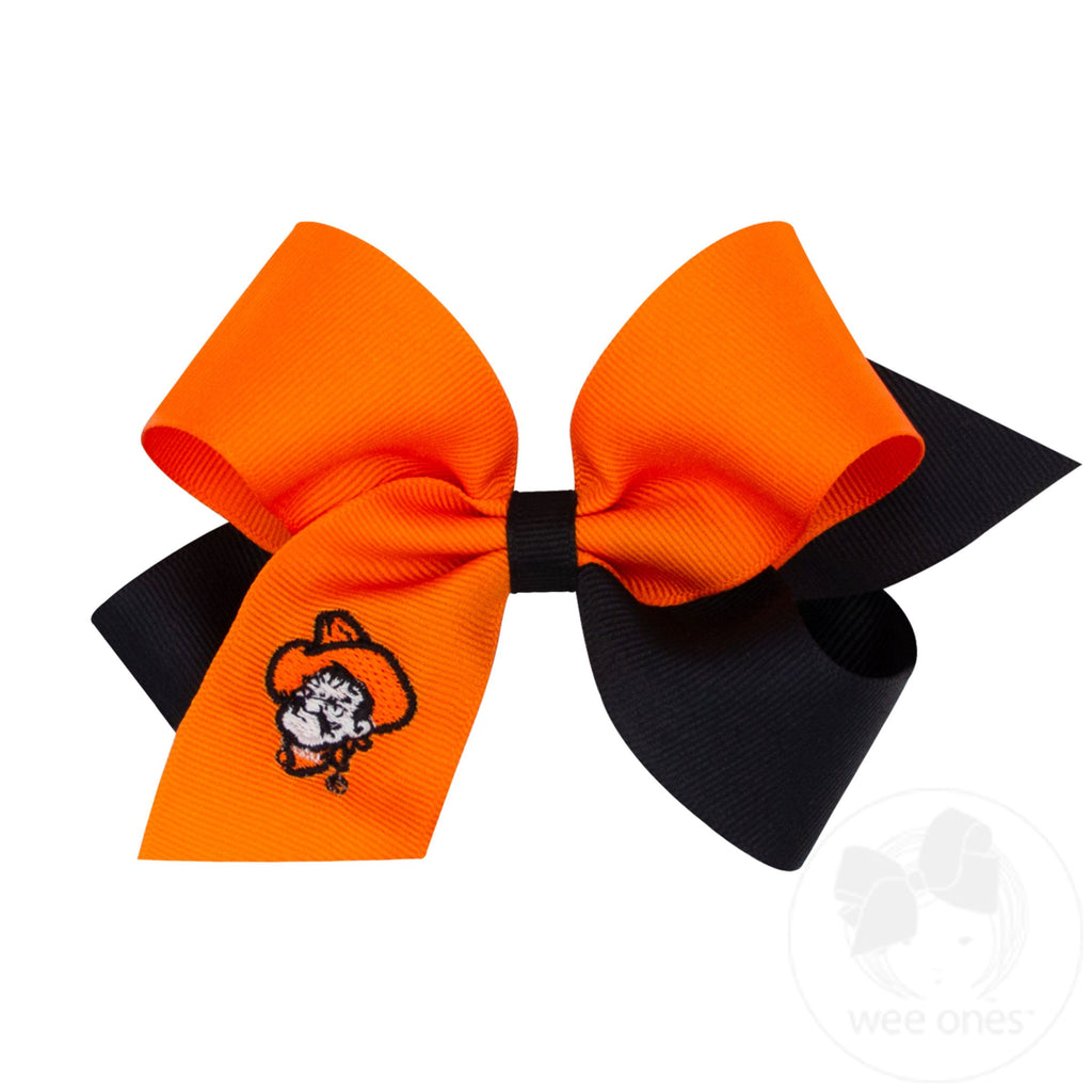 Medium Oklahoma State Cowboys Two-Tone Embroidered Hair Bow