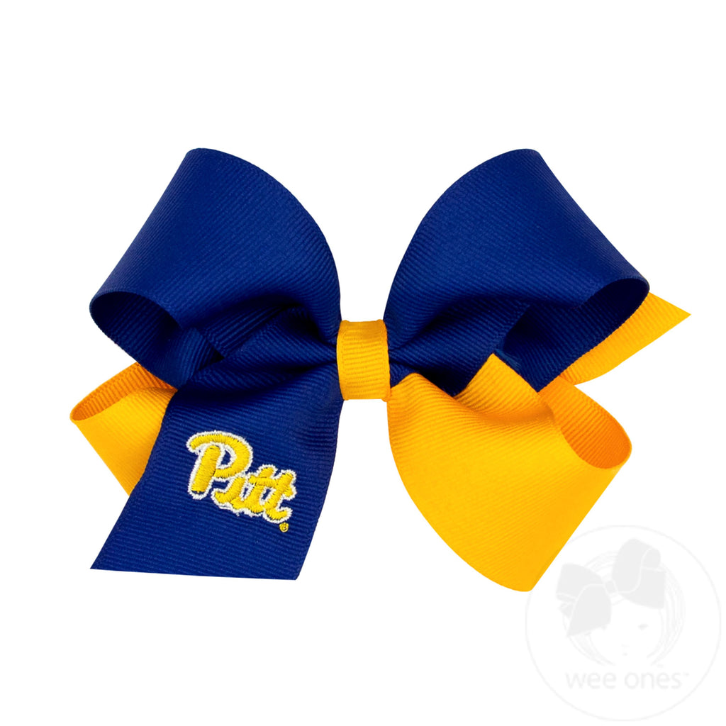 Medium Two-tone Collegiate Embroidered Grosgrain Hair Bow