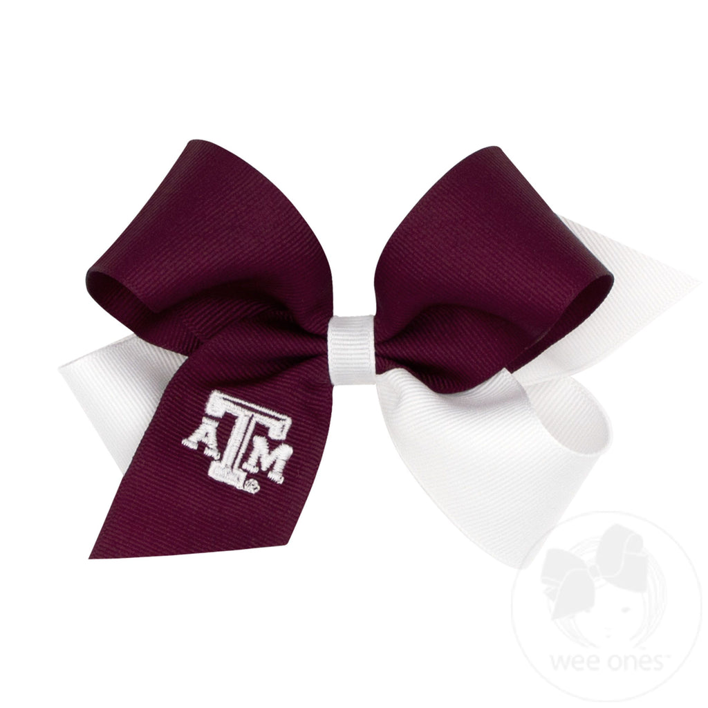 Medium Two-tone Collegiate Embroidered Grosgrain Hair Bow