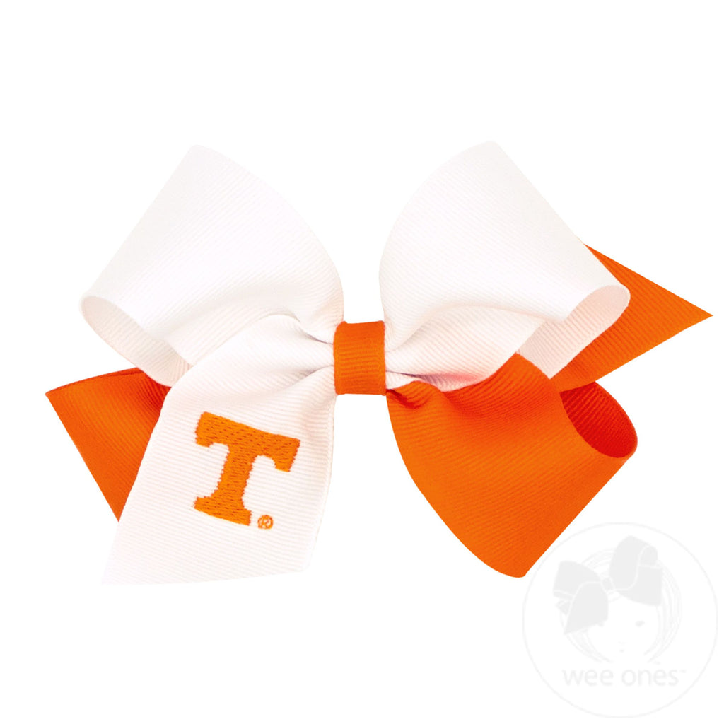 Medium Two-tone Collegiate Embroidered Grosgrain Hair Bow