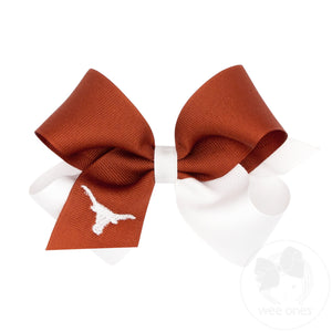 Medium University of Texas Longhorns Two-Tone Embroidered Hair Bow