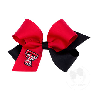 Medium Two-tone Collegiate Embroidered Grosgrain Hair Bow