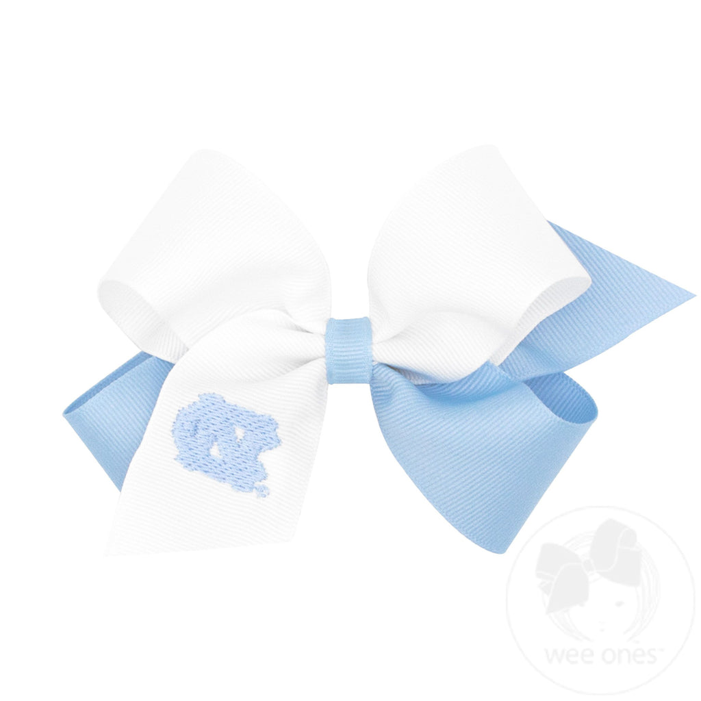 Medium North Carolina Tarheels Two-Tone Embroidered Hair Bow