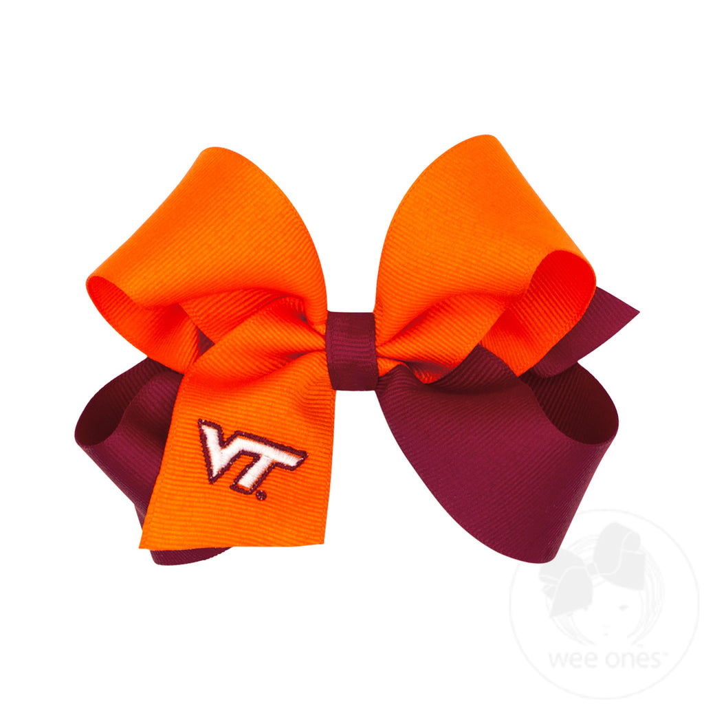 Medium Two-tone Collegiate Embroidered Grosgrain Hair Bow