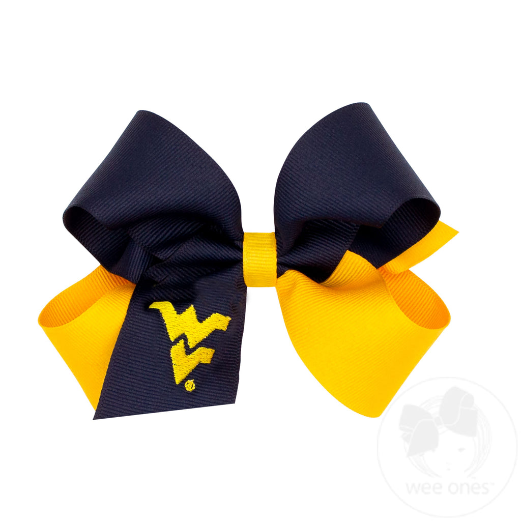 Medium West Virginia Mountaineers Two-Tone Embroidered Hair Bow