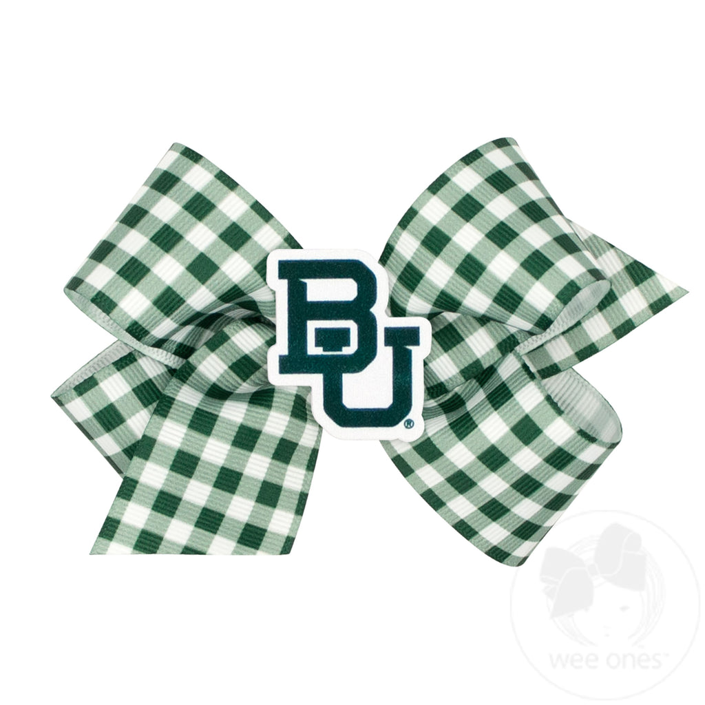 Medium Baylor Gingham Hair Bow with Logo Patch