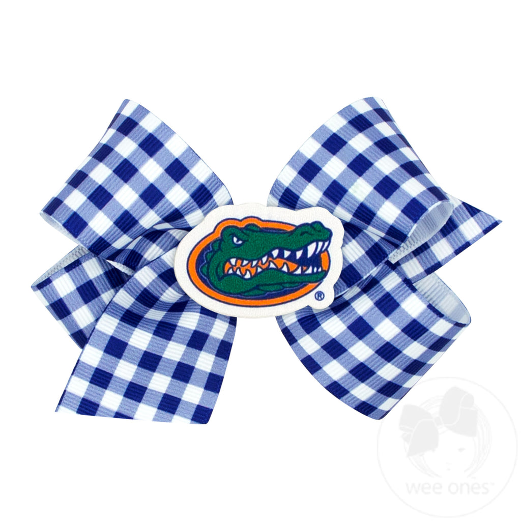 Medium Florida Gingham Hair Bow with Logo Patch