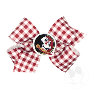 Medium Florida State Gingham Hair Bow with Logo Patch