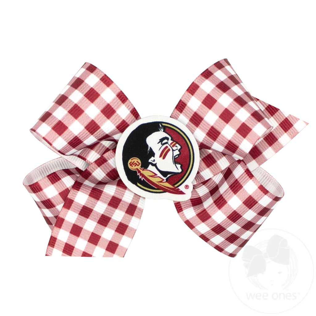 Medium Florida State Gingham Hair Bow with Logo Patch