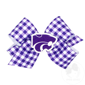 Medium Kansas State Gingham Hair Bow with Logo Patch