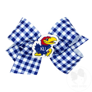 Medium Kansas Gingham Hair Bow with Logo Patch