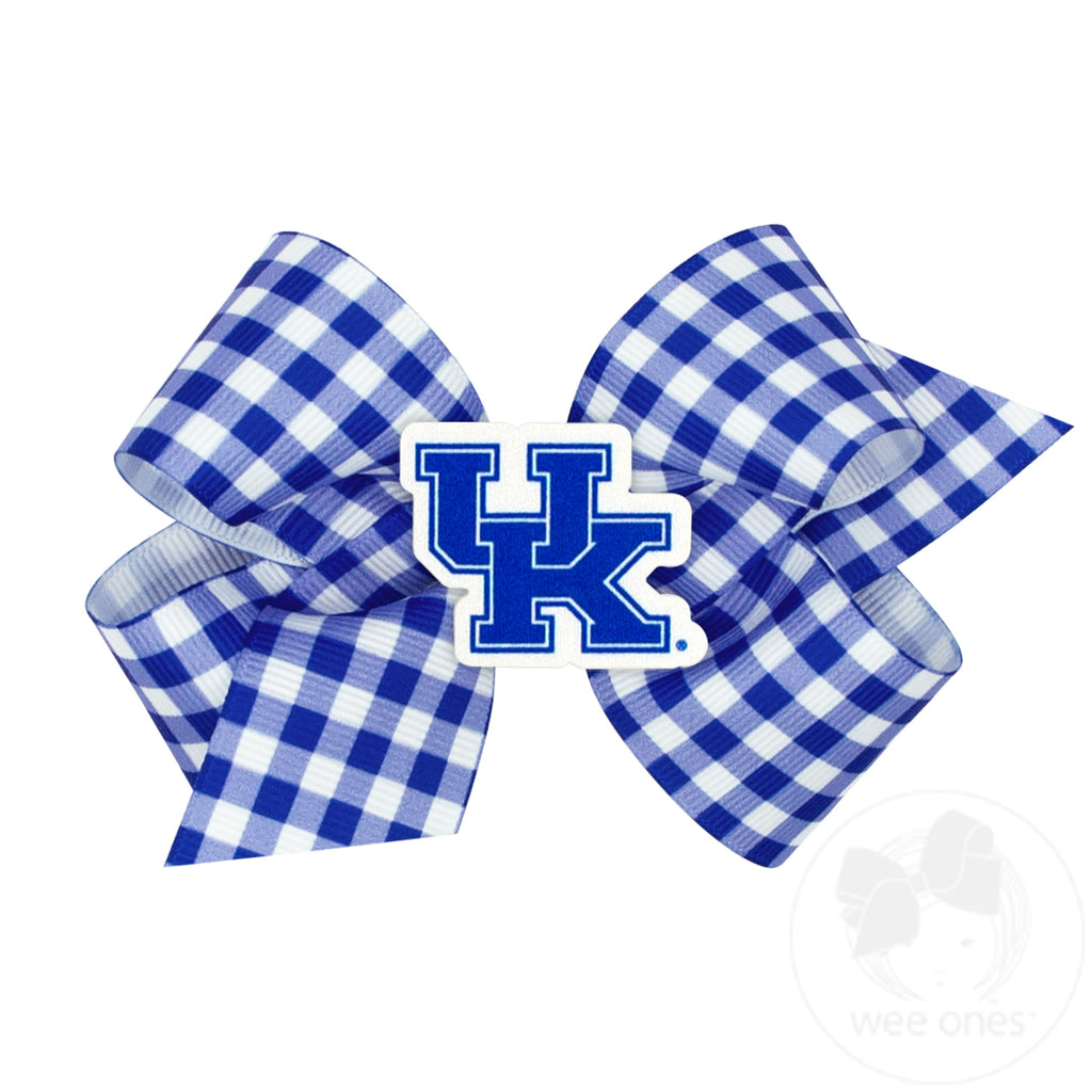 Medium Kentucky Gingham Hair Bow with Logo Patch