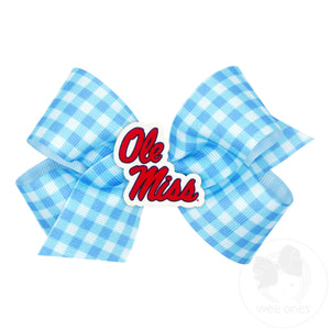 Medium Ole Miss Gingham Hair Bow with Logo Patch