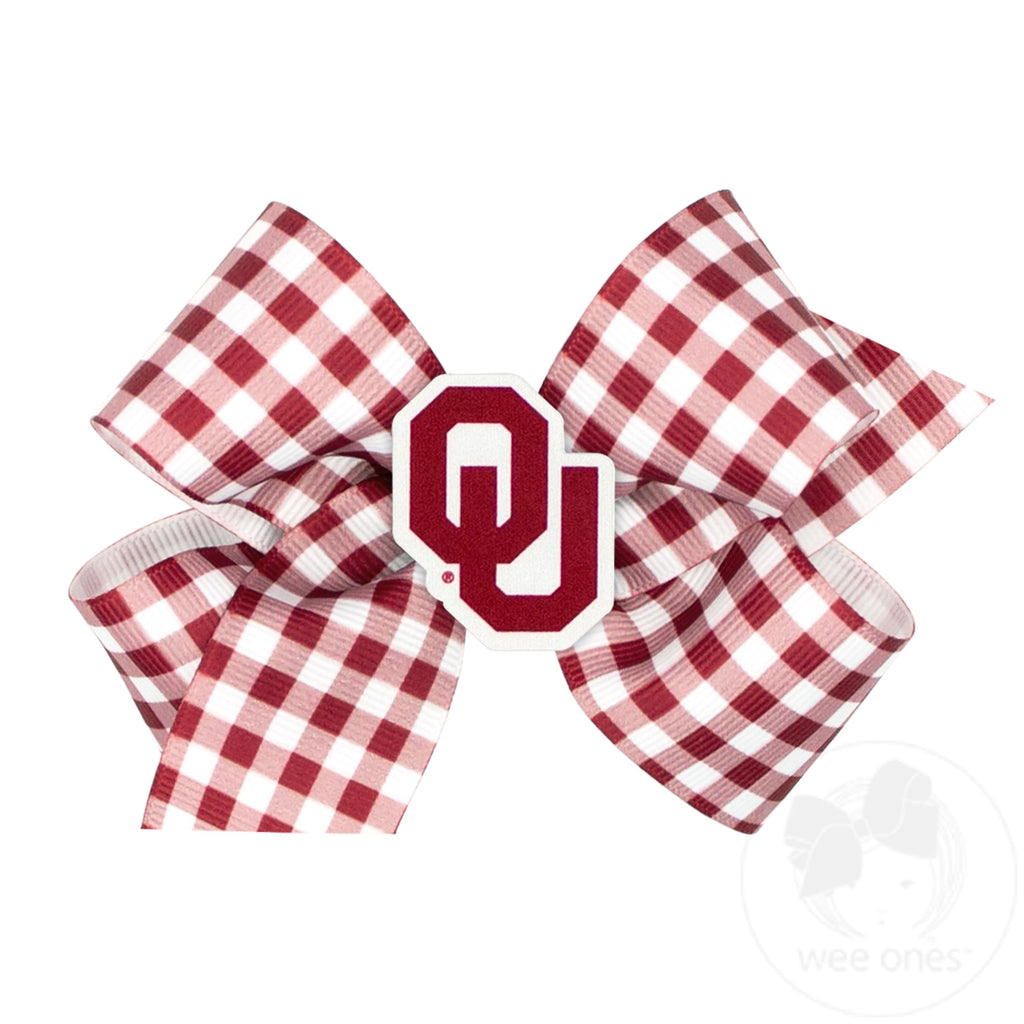 Medium Oklahoma Gingham Hair Bow with Logo Patch