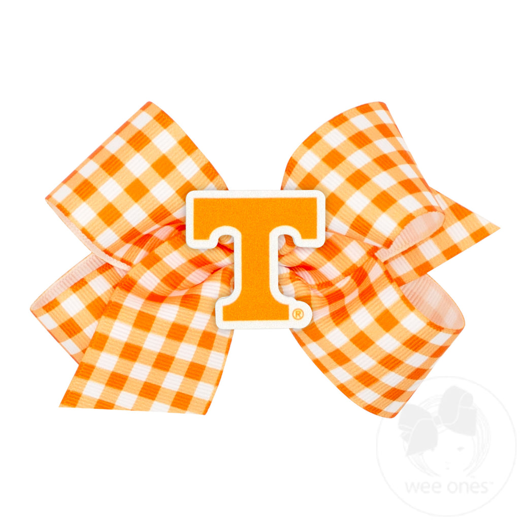 Medium Tennessee Gingham Hair Bow with Logo Patch