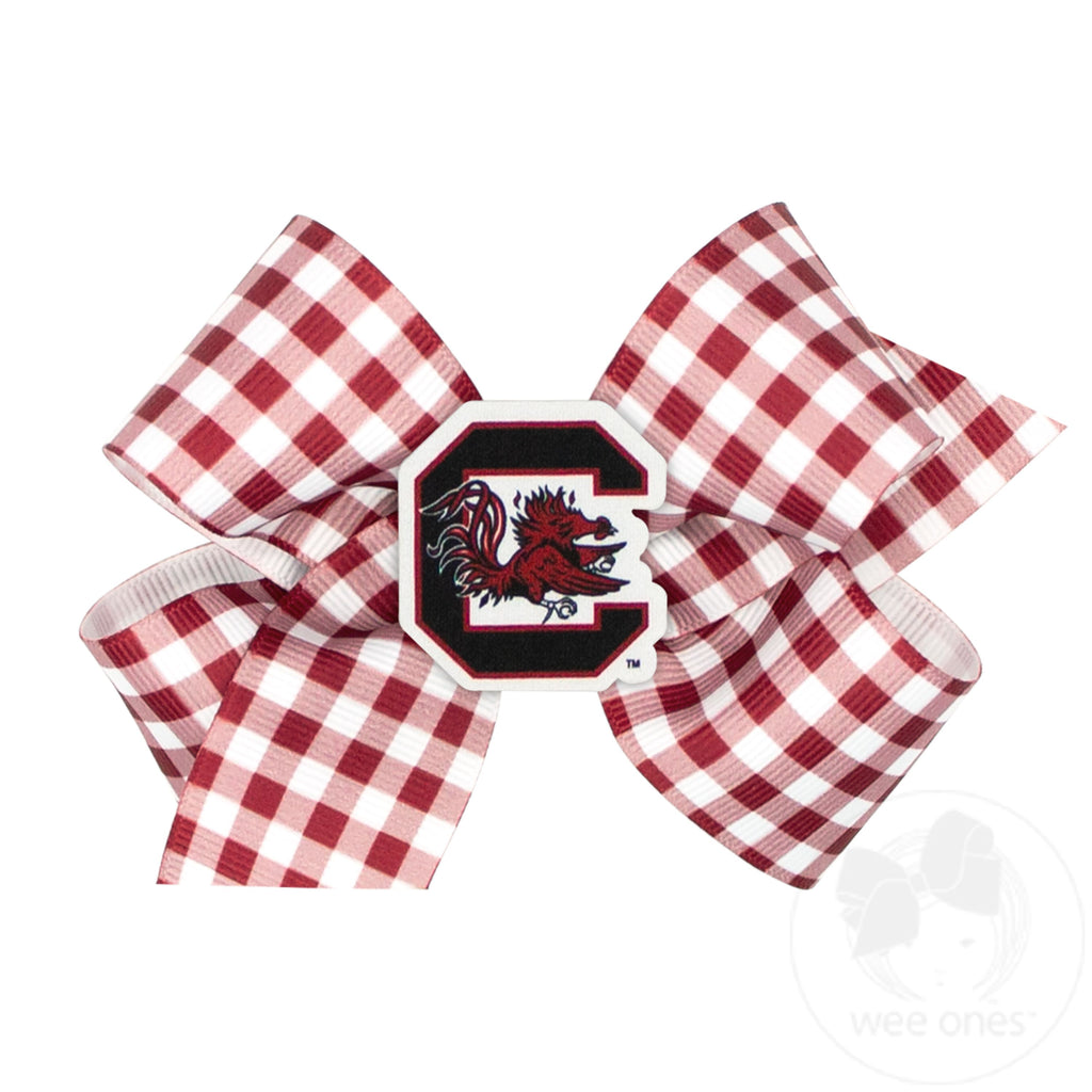 Medium South Carolina Gingham Hair Bow with Logo Patch