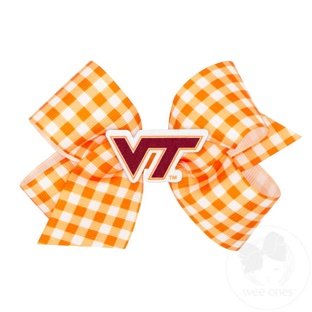Medium Virginia Tech Gingham Hair Bow with Logo Patch