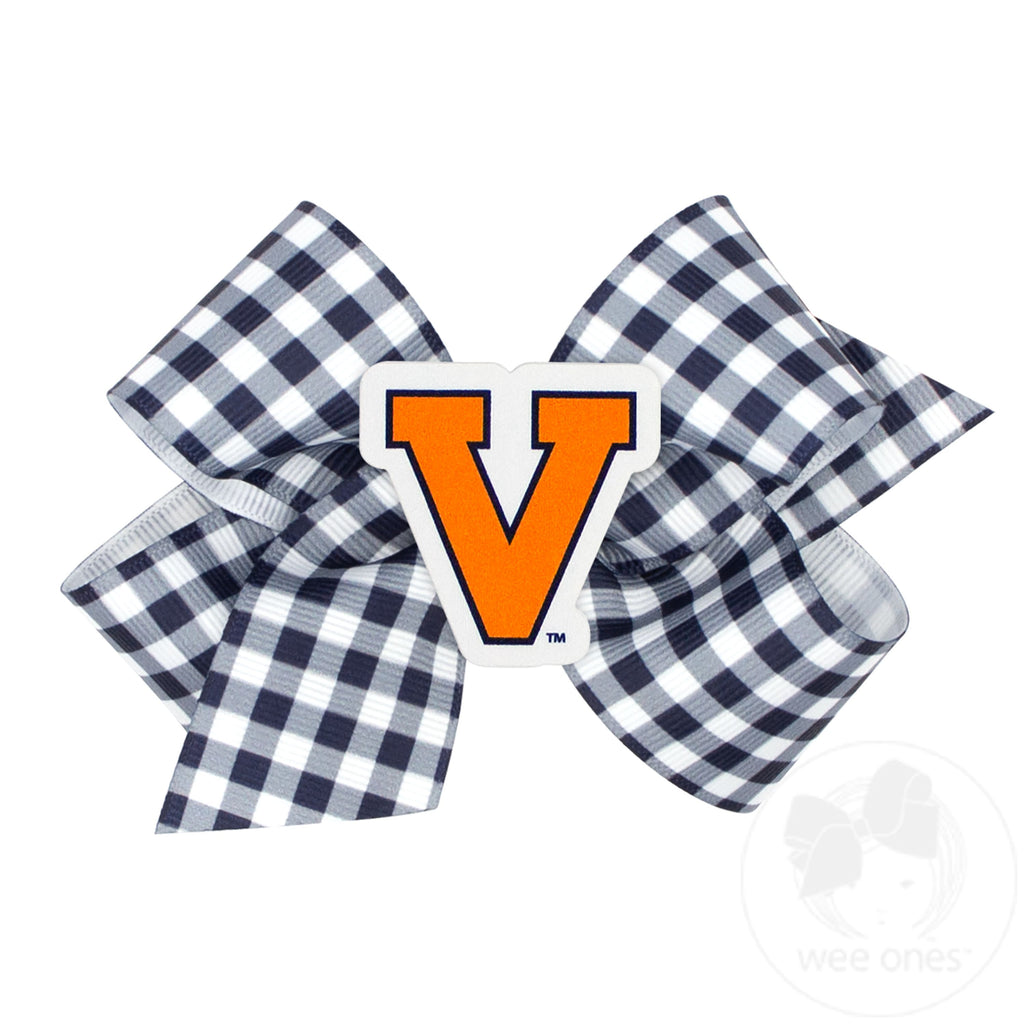Medium Virginia Gingham Hair Bow with Logo Patch